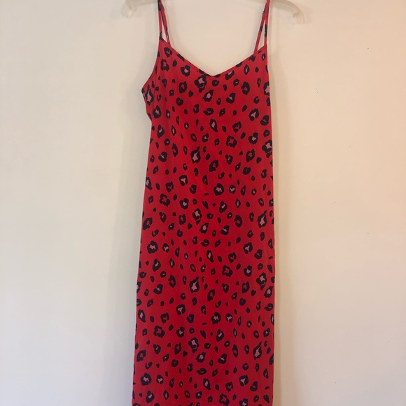 Ava Red Cheetah Print Slip Midi Dress NWT - Picture 9 of 11